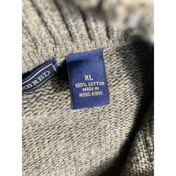 Saddlebred Mens 100% Cottom Pull Over Gray Sweater Long Sleeve 1/4 Zip Top XL - Picture 4 of 6